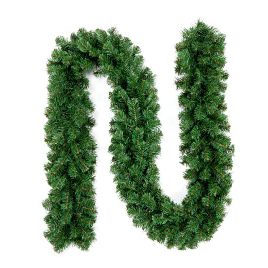 

270 см Рождественская искусственная сосновая гирлянда со светодиодной подсветкой, красными ягодами, сосновыми шишками, светящаяся, из искусственной сосновой хвои, ротанговая, для украшения каминной полки, камина, крыльца, подвесная No Light зелёный