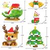 HUIQIBAO Mini Weihnachtsbaum Weihnachtsmann Kinder Zugmodell Mikrobausteine Baustein Schneemann Elch Bausteine Spielzeug Neujahrsgeschenk