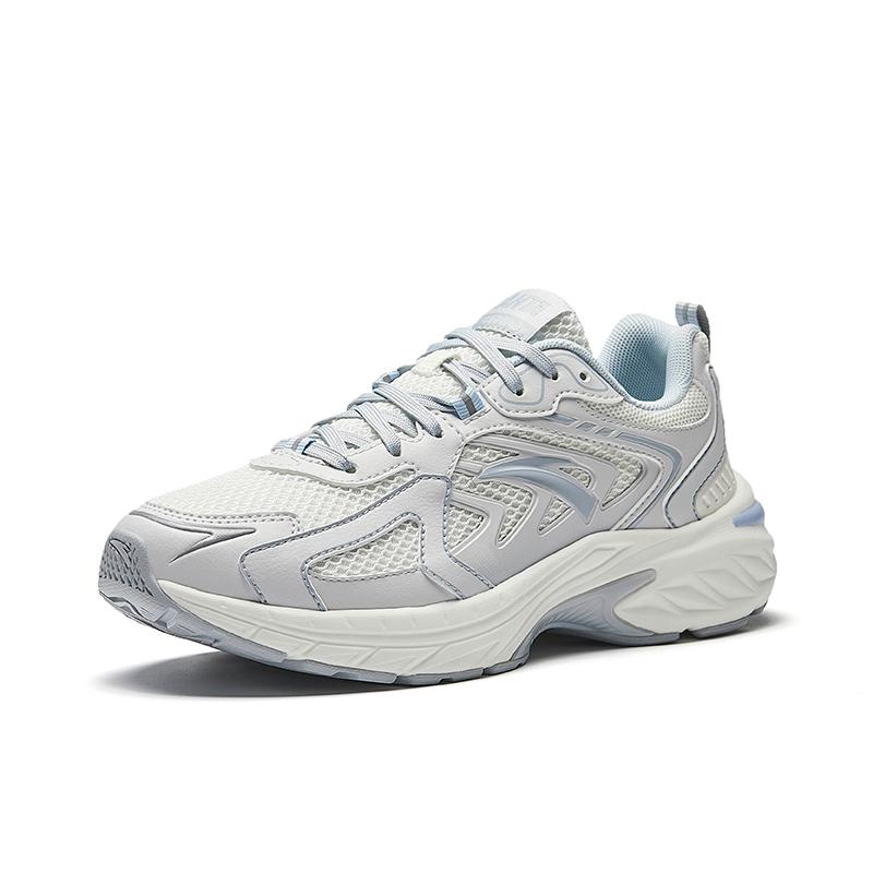 Anta Slip Resistant, Breathable, Lightweight Rebound Low Top Casual Running Shoes Women's White Gray Sneakers 922525597-1