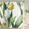 Green Plant Leaves Print Shower Curtains Watercolor Boho Floral Waterproof Morden Bathroom Bathtub Curtain Room Decor With Hooks