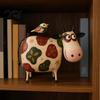 Artistic Animal Crafts for Bar Creative Cow Sculpture with Bird, Resin Figurine, Pastoral Statue, Rustic Small Tabletop Statues Shelves Decoration