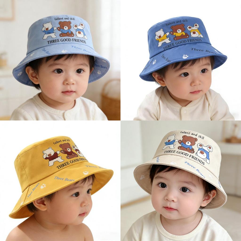 Childrens Cartoon Bear Sun Hat With Wide Brim For Summer Sun Protection And Breathability