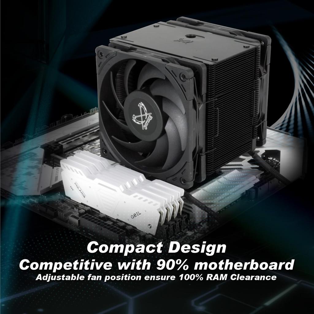 Scythe Mugen 6 Dual Fan Black Edition CPU Air Cooler, Supports Intel LGA1700, LGA1151, AMD AM5, AM4, 120mm, Single Tower, Aluminum Top Cover (Mugen 6