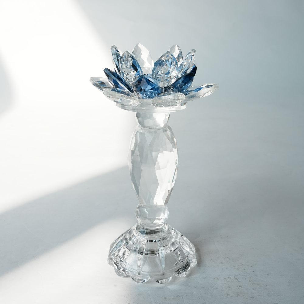 Luxury Crystal Lotus Candlestick Holder Colorful Crystal Flower Candle Stand Decor Desktop Candle Holder for Home & Wedding Gift
