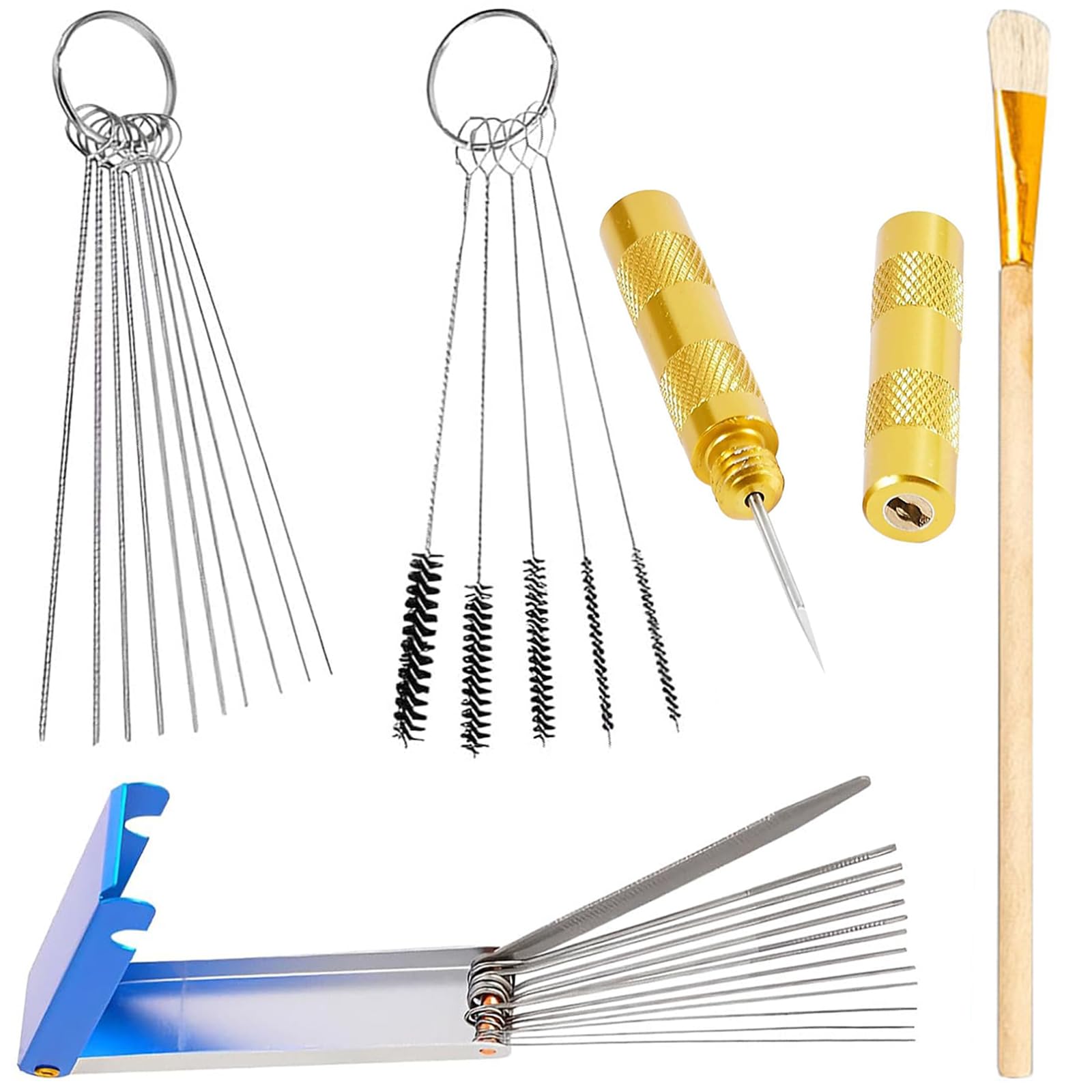 Набор для чистки карбюратора, 5 щеток, 10 чистящих игл, 13 чистящих проволок, Для сварки