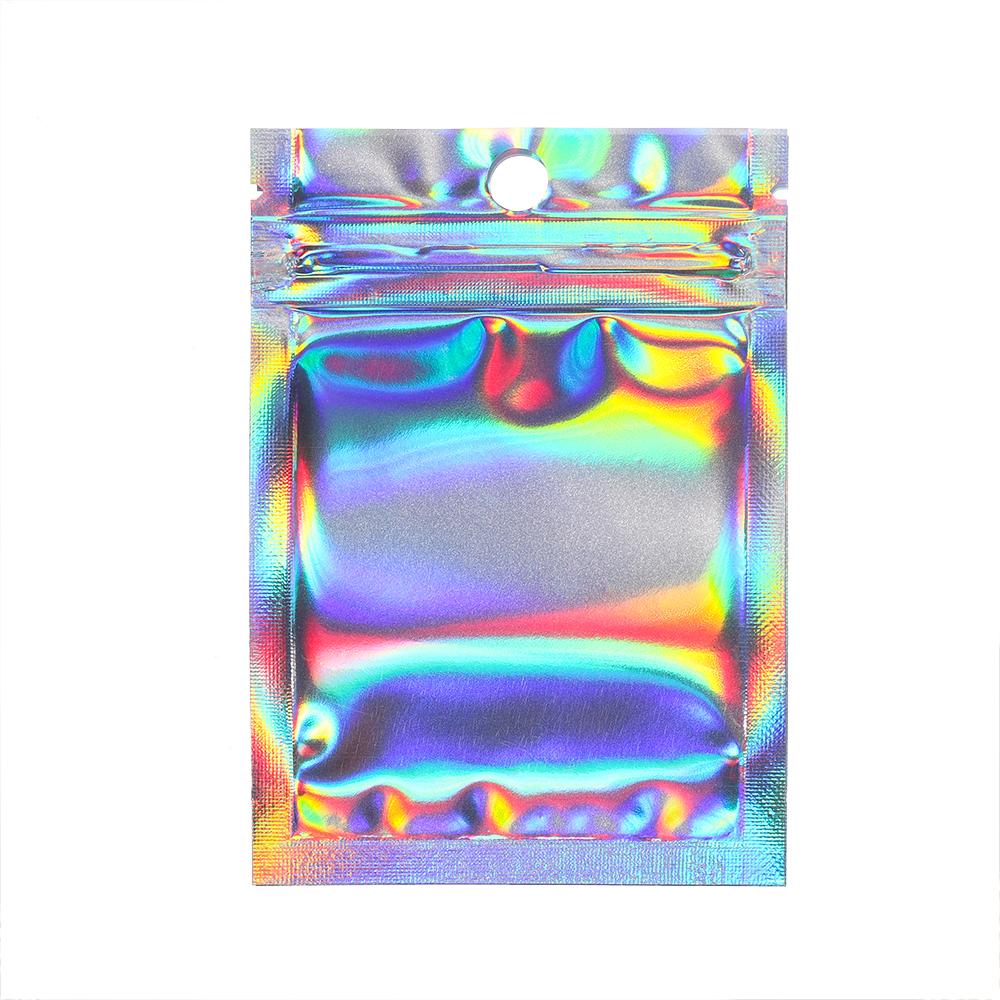 50pcs Self-Sealing Laser Small Plastic Bags for Jewelry Pouch with Clear Display Window Jewelry Packaging Gift Storage Bag