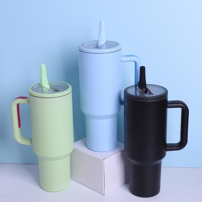 40 Oz Tumbler with Handle and Straw Leak-Proof Tumbler with Flip Straw Double Vacuum Stainless Steel Water Bottle for Office