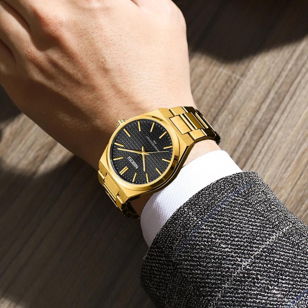 NIBOSI Men Watch Stainless Steel Luminous Luxury Watches For Men Waterproof Casual Sports Quartz Watch
