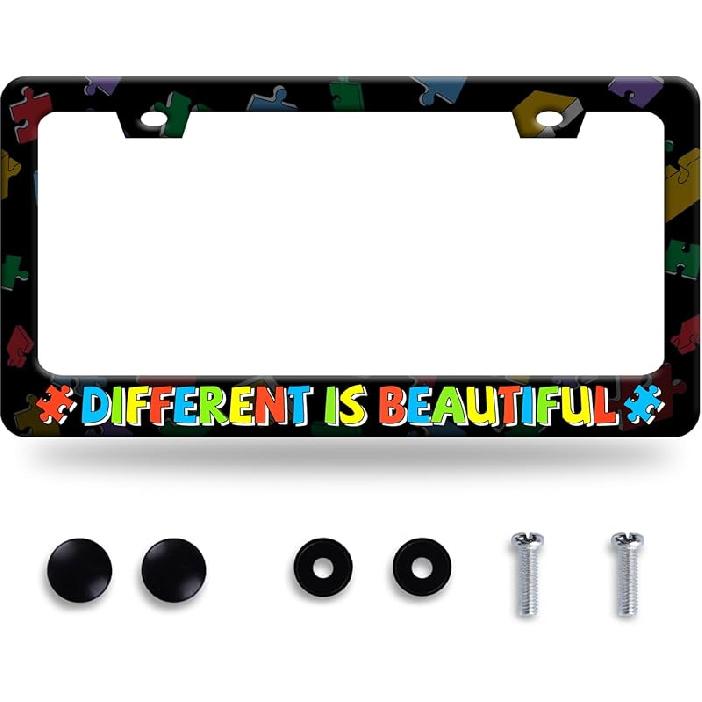 Butterfly License Plate Frame Beautiful Butterflies License Plate Stainless Steel Auto Parts With Screws Size 12.3" X 6.3" For Men Women