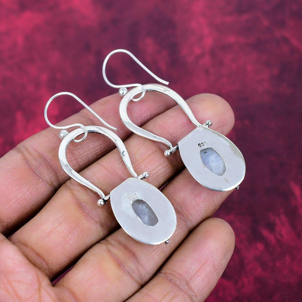 Rainbow Moonstone Jewelry, 925 Solid Sterling Silver Earrings Jewelry, Handmade Earrings Gemstone Jewelry For Women