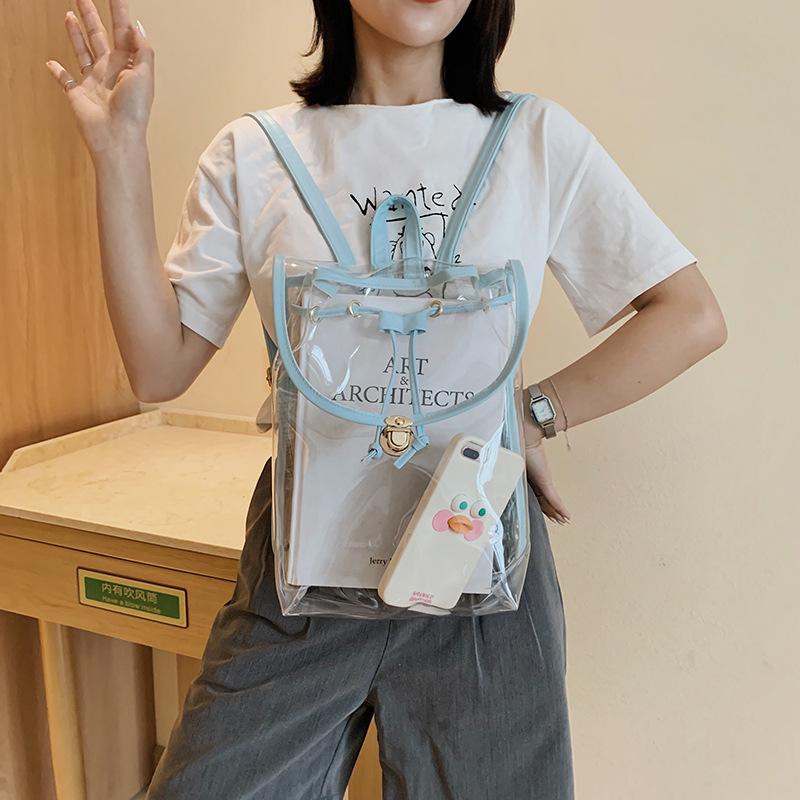 Schoolbag1010 Summer Jelly Backpack Japan and South Korea New Transparent Bag Contrasting Color Backpack Casual Women's Bag Wholesale