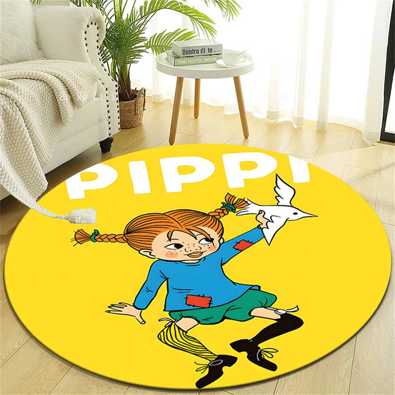 1pc Pippi Longstocking2 Design Printed Area Round Carpet for Bedroom Living Room Home Decor Rugs Mat Non Slip Mat Rug for Bedside