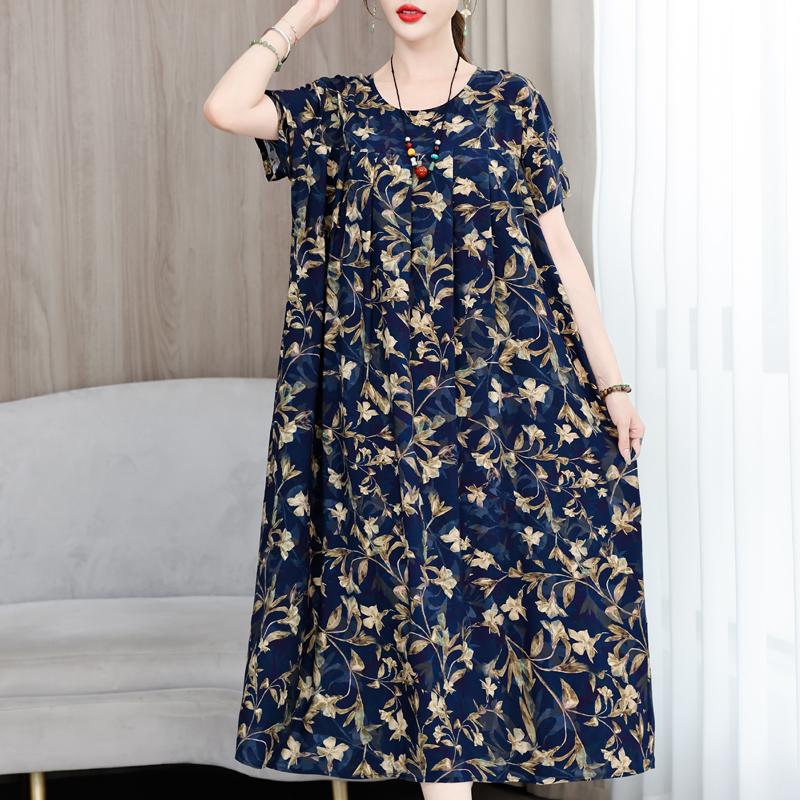 

Елегантні жіночі сукні великих розмірів. Повсякденна вільна вінтажна довга сукня з короткими рукавами 4XL