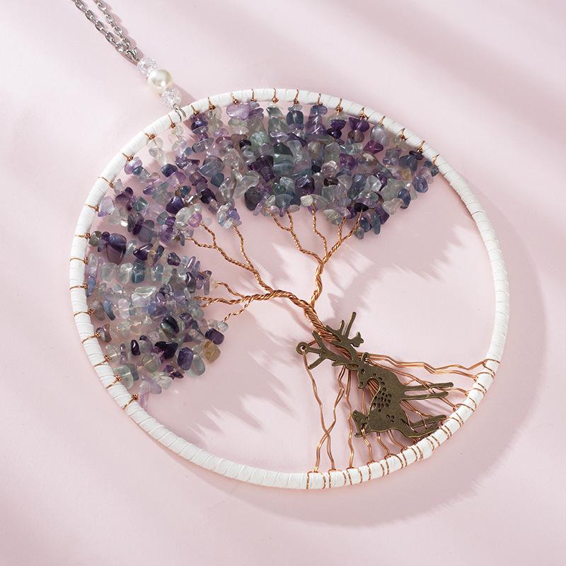 Yilu Crystal Gravel Life Tree Fortune Tree Rose Gold Bronze Alloy Pendant Accessories Home