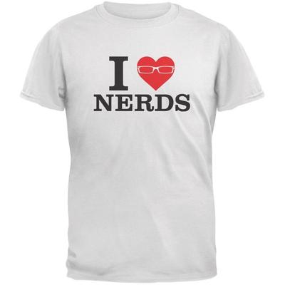 I Heart Nerds White Adult T Shirt