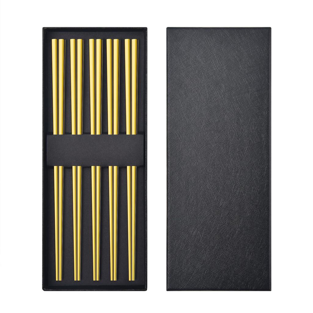 Titánbevonatú 304-es rozsdamentes acél evőpálcikák aranyozott hétszínű fekete galvanizált titán