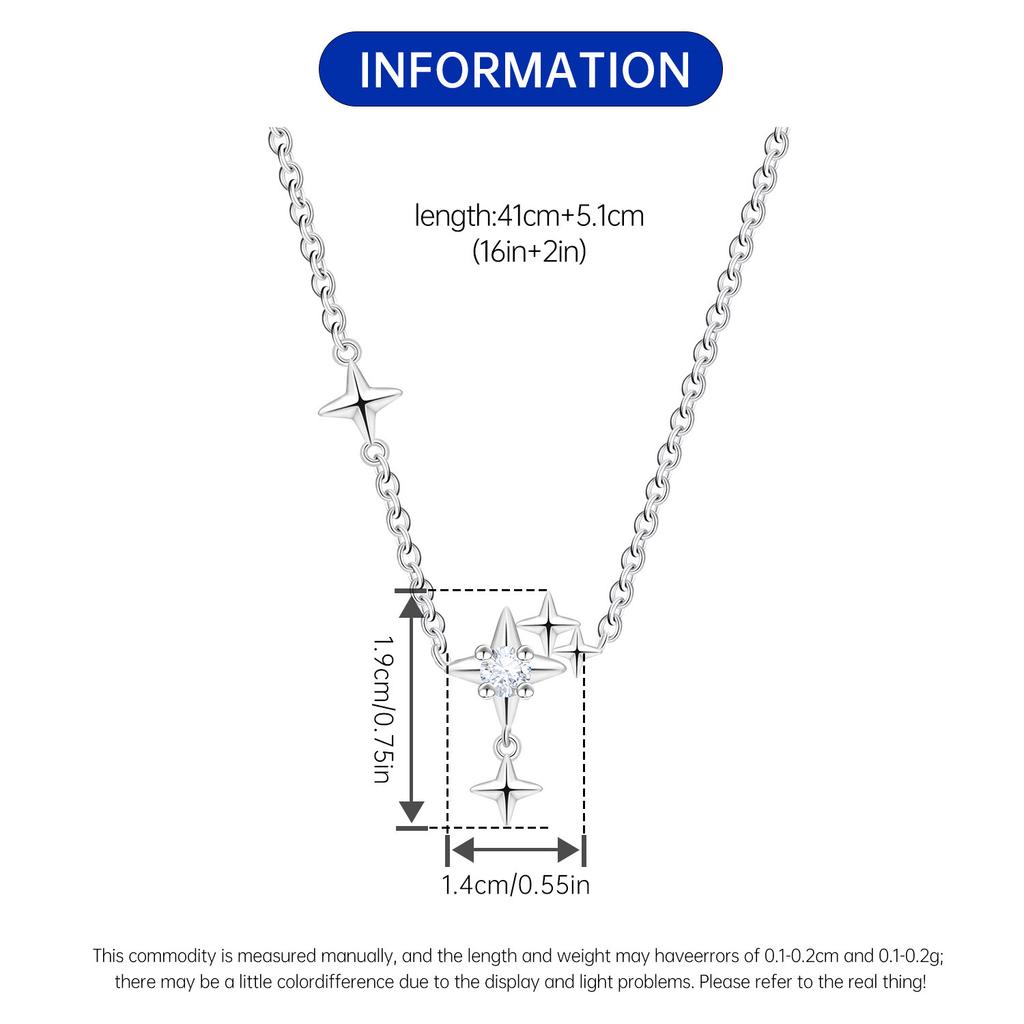 925 Silver Sparkling Star Tassel Necklace Pendant Women Birthday Wedding Anniversary Gifts Jewelry