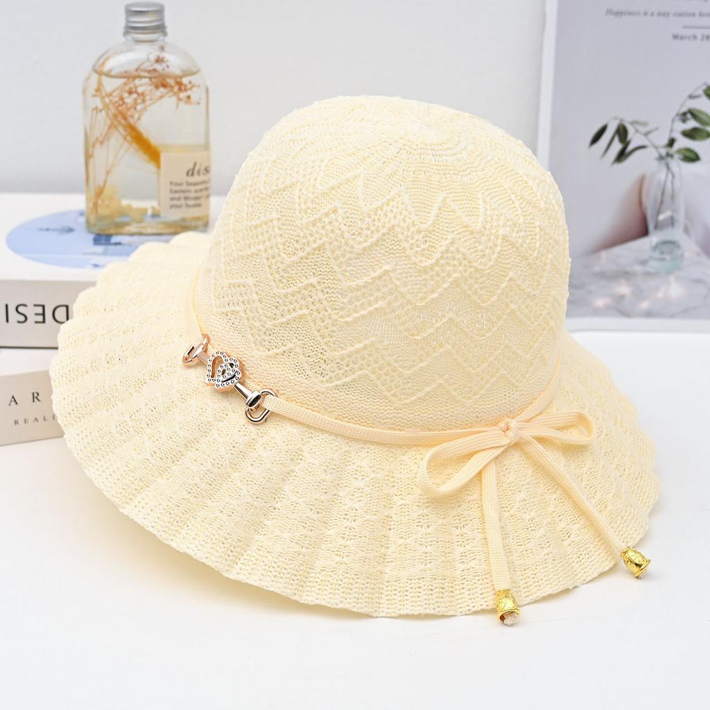 Summer new women's big edge straw hat bow breathable sunscreen sun hat outdoor UV protection sun hat