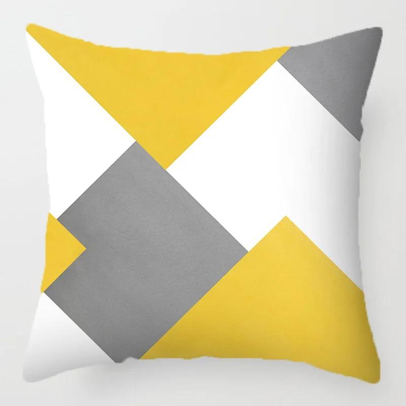 40X40 Yellow Geometric Throw Pillow Case Black Grey Striped Cushion Cover Modern Home Decor For Sofa Living Room Car Chair