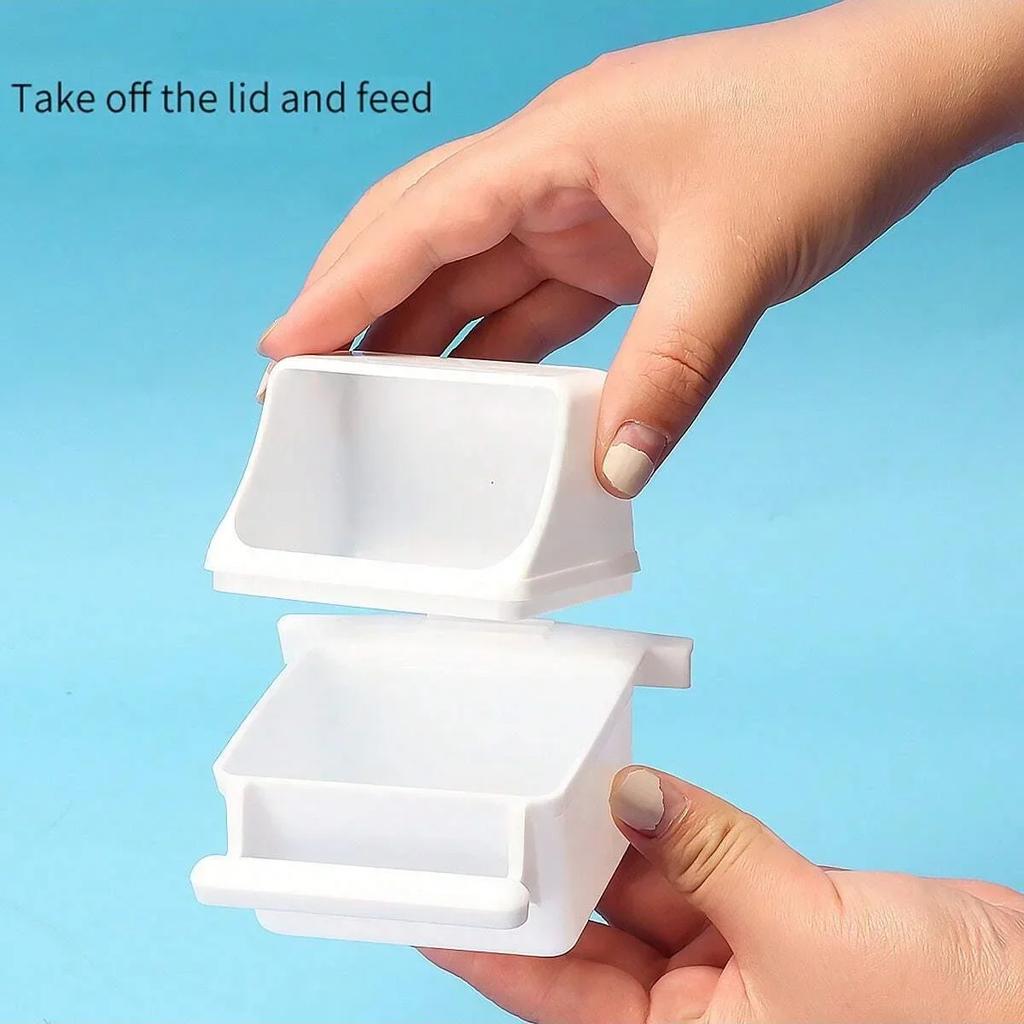 1pc-Hanging Bird Feeders for Cage Plastic Food Container with Perch for Parakeets