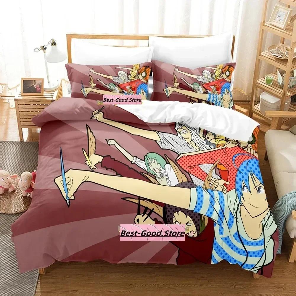 Bakuman Beding Set Printed Bed Linen Set With Pilowcase Soft Duvet Cover Soft Single Double Quen Super King-Sized Dimensionsd Dimensions Adult People