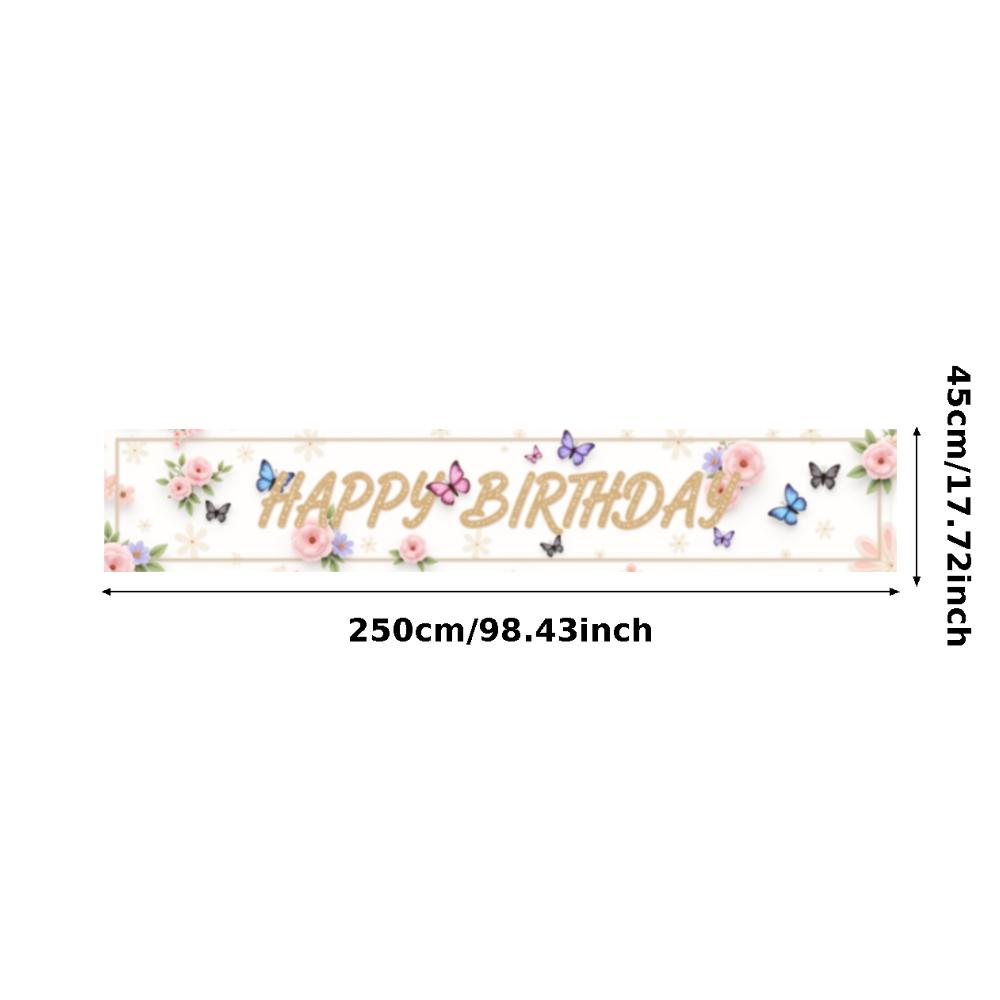 Polyester Material  Banner  Floral Birthday Banner  Birthday Banner for Party Decoration Holiday Event Indoor
