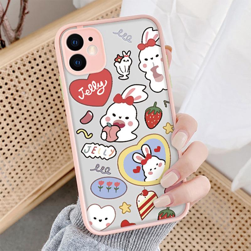 Silicone cartoon cute applicable Apple 14pro max painted 12pro mobile phone case TPU frame 12 protective case