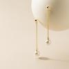Beixi Silverware S925 Sterling Silver Women's Faux Pearl Tassel Ear Studs - High-End, Fashionable, Long Style