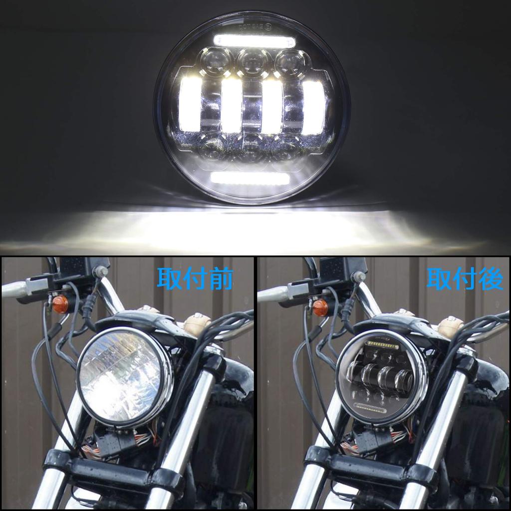 MOVOTOR 5.75-inch 66W LED Headlight with Hi/Lo Beam, DRL and Daytime Running Lights for Harley-Davidson (1 Headlight)