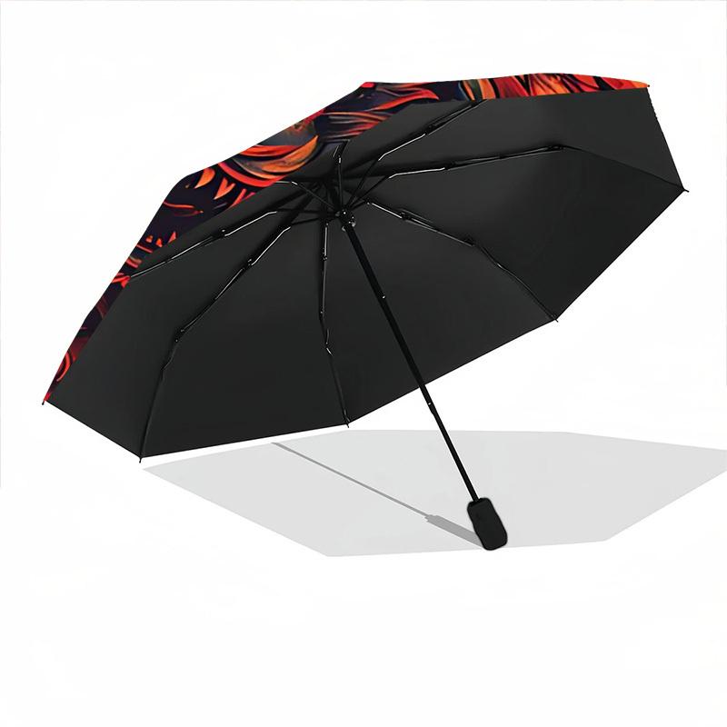 1pc Wolf Pack "Flame Crest" Automatic Umbrella High Quality Canopy, Portable Folding Umbrella With, Ideal Gift for - Travel, Everyday, Formal Events,