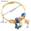 Beaded Stainless Steel Bracelet with Oil Drip Butterfly Inlaid Diamond Hexagram Pendant, Trendy Fashion Friendship Bracelet