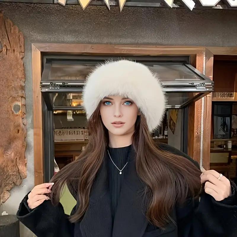 Winter Hat for Women Faux Fur Fluffy Bucket Hat for Women Luxury Plush Thicken Snow Fur Bucket Hat Soft Panama Cap