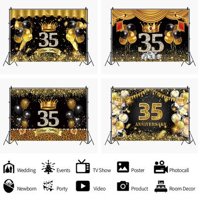 Bannière de fond joyeux anniversaire, accessoires en tissu, décoration de fête