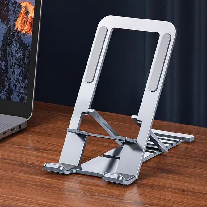 

Foldable Aluminum Mobile & Tablet Stand for Live Streaming серебряный