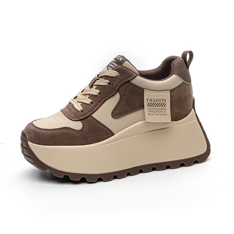 2025 Spring New Thick-soled Inner Height Increase of 8cm Color Matching Fashion Versatile Small Casual Board Shoes Sports Shoes Women
