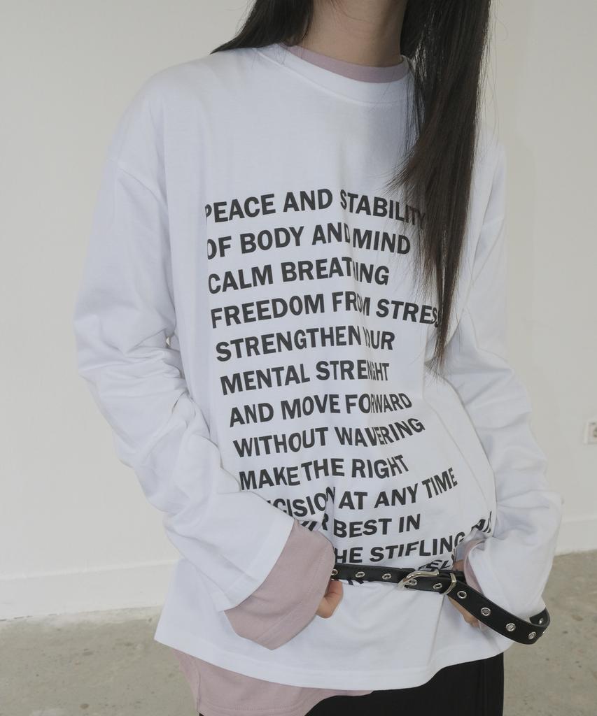 Mosyupamosyu Relax Lettering Long Sleeve [White]
