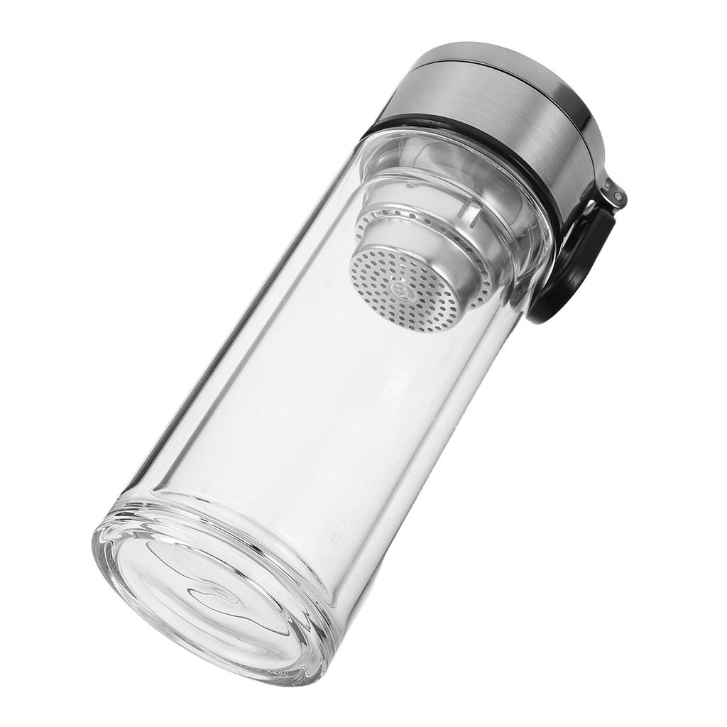 240Ml Glass Tea Infuser Bottle Double Layer Thermal Resistant Tumbler with Handle Tea Strainer Design for Office Travel Home