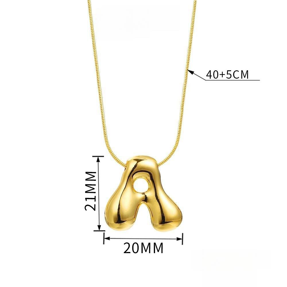 Hot 26 English Letter Necklace Balloon Bubble Chubby Pendant Clavicle Chain