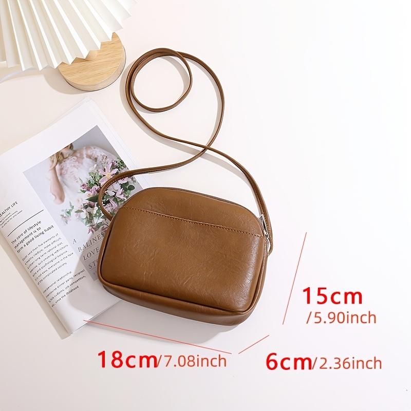 Damen Retro Mini-Schultertasche, Unifarben, Reißverschluss, Polyestergefüttert, Vielseitige Münzbörse, Reisepass-Kartenhalter