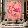 Love Hearts (108) Theme Personalized Tapestry Custom Name Text Wall Hanging Tapestry Home Background Decoration