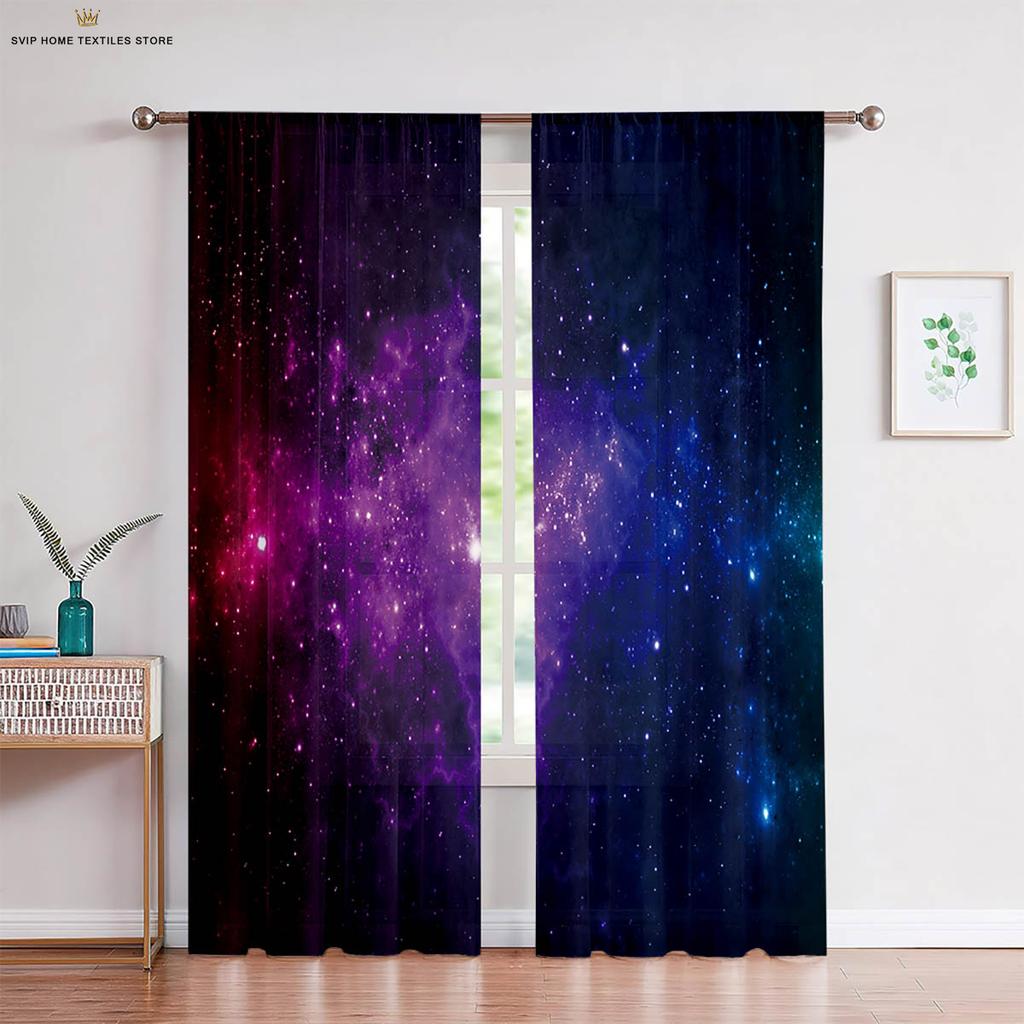 Verträumte Sternenhimmel-Szenerie 3D-gedruckte Polyesterfaser-Vorhänge, Maßgefertigte Vorhänge, Geeignet für Schlafzimmer-, Wohnzimmerdekoration