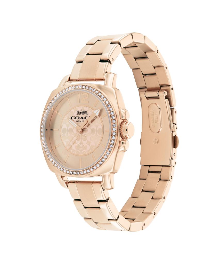 Coach Boyfriend Small Rose Gold Stainless Steel 14503854 Women's Watch, Dial, Strap, (Officially Imported)