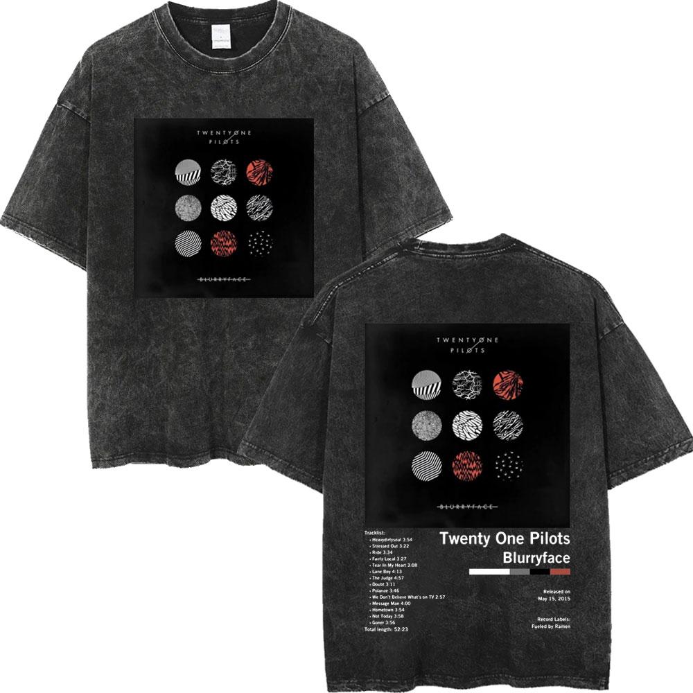 Twenty One Pilots Dámské Pánské Prané Oversized Tričko Streetwear Harajuku Bavlněné Tričko Kapela Ženské Pánské Letní Krátký Rukáv Trička