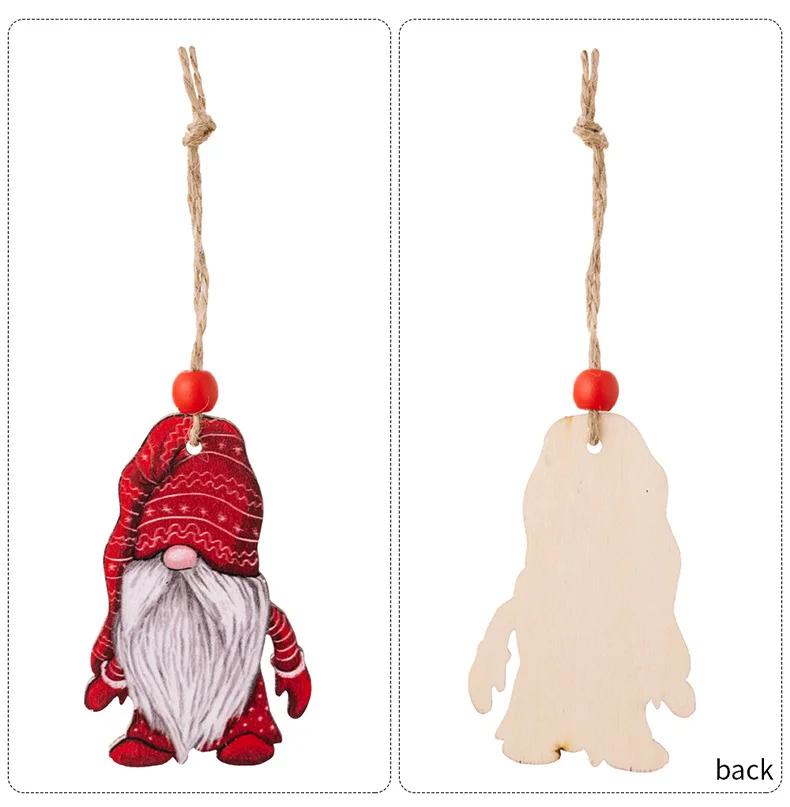 9PCS Christmas Tree Decor Wooden Dwarf Old Man Pendant With Wooden Box Xmas Ornaments For Navidad 2025 Decor