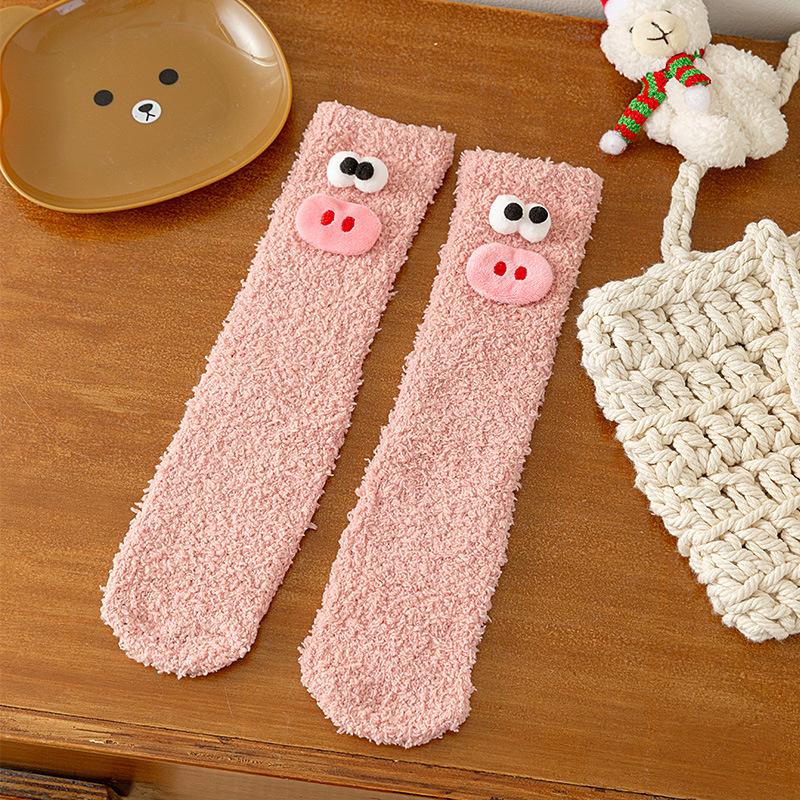 Winter Fleece Lined Thick Kids Socks Mid-Calf  A-Class Warm Sleep Home Baby Socks
