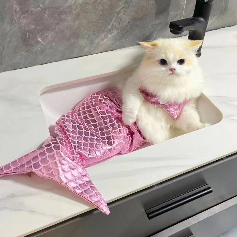 Pet Mermaid Tail Swimsuit Costume for Dogs and Cats