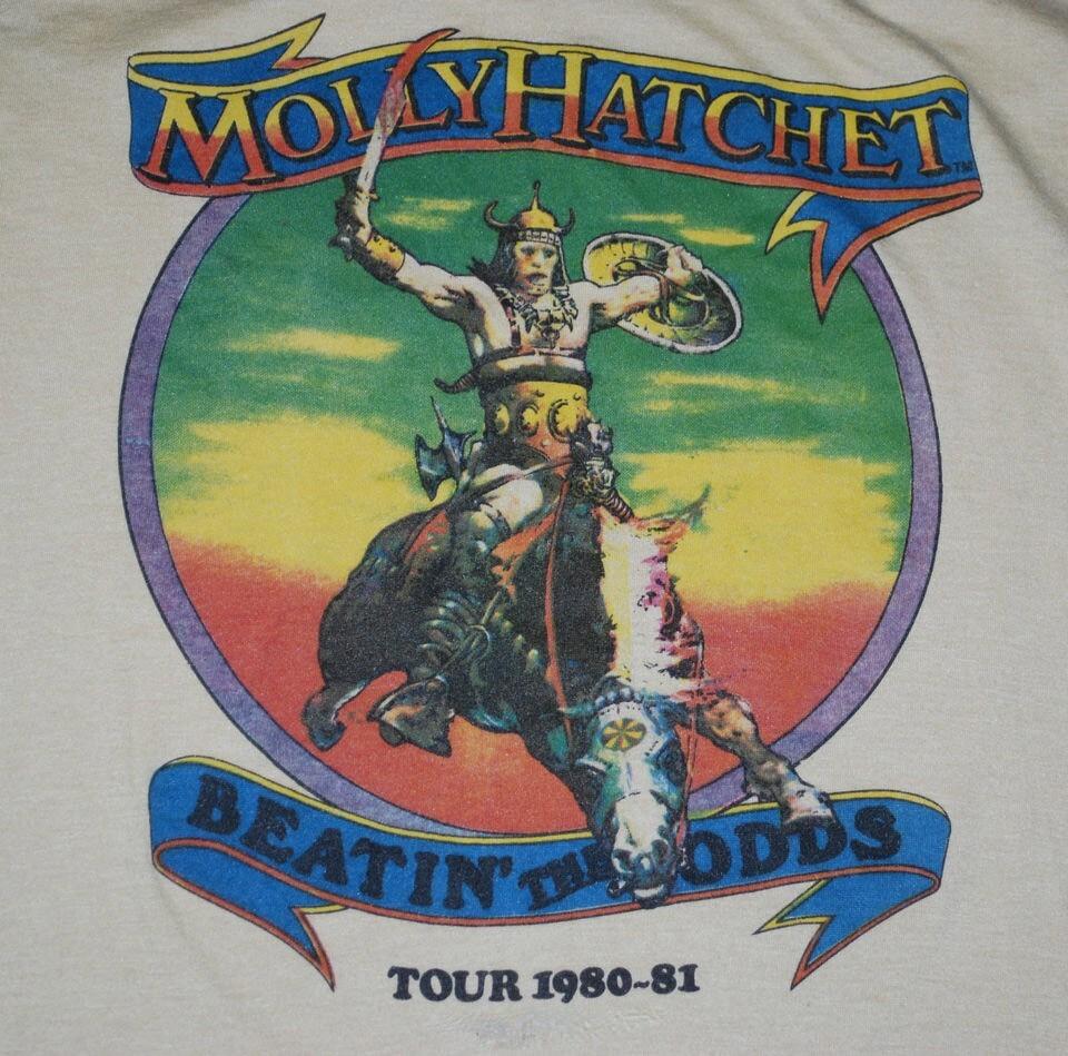 Vintage Molly Hatchet 80s 81s Tour Cotton White Full Size Unisex Shirt BL463