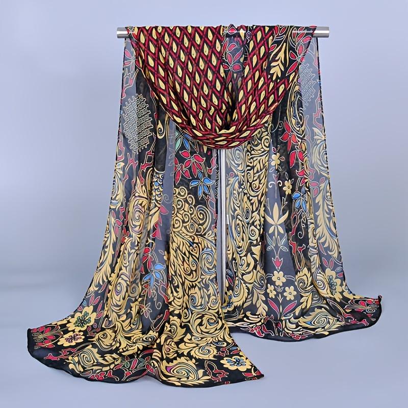 

Модный шифоновый хиджаб с цветочным принтом, женский парео, женские банданы, пляжные полотенца, летняя мусульманская вуаль, накидка, женский платок