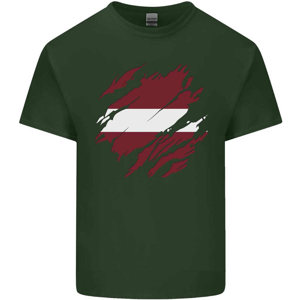 Torn Latvia Flag Latvian Day Football Unisexs Light Cotton Tshirt