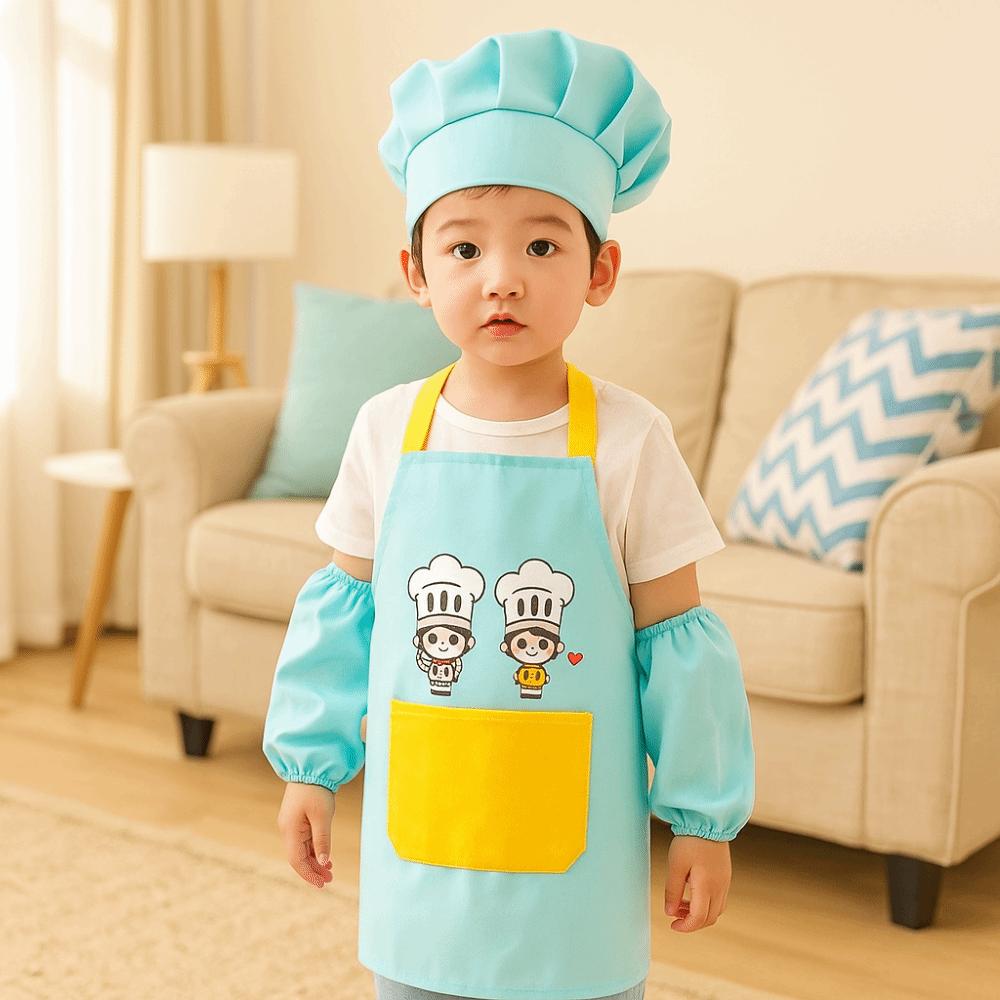 3pcs/set Washable Kids Painting Apron Cartoon Waterproof Apron Children's Apron Chef Costume